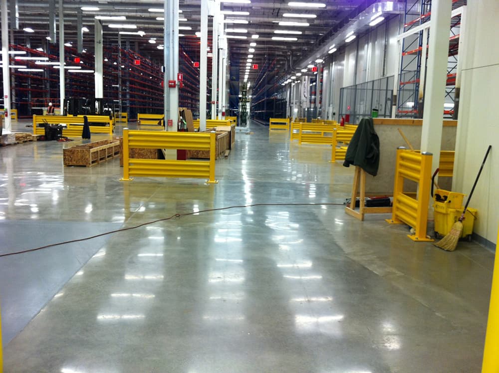 Polished concrete floor in manufacturing facility